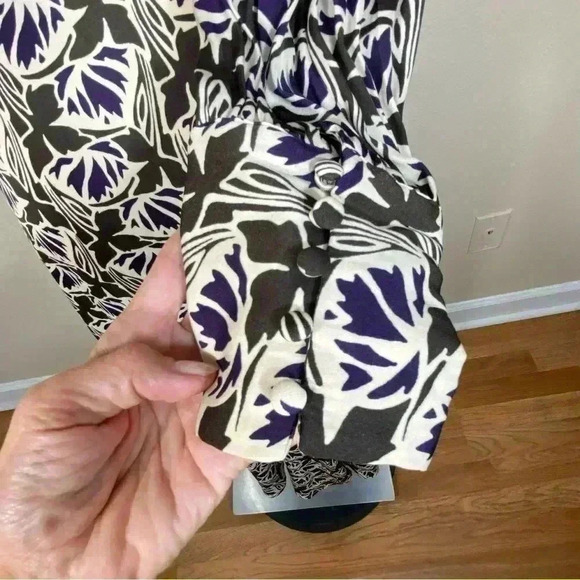 Banana Republic long sleeve floral maxi classic wrap purple brown safari dress - Picture 6 of 7